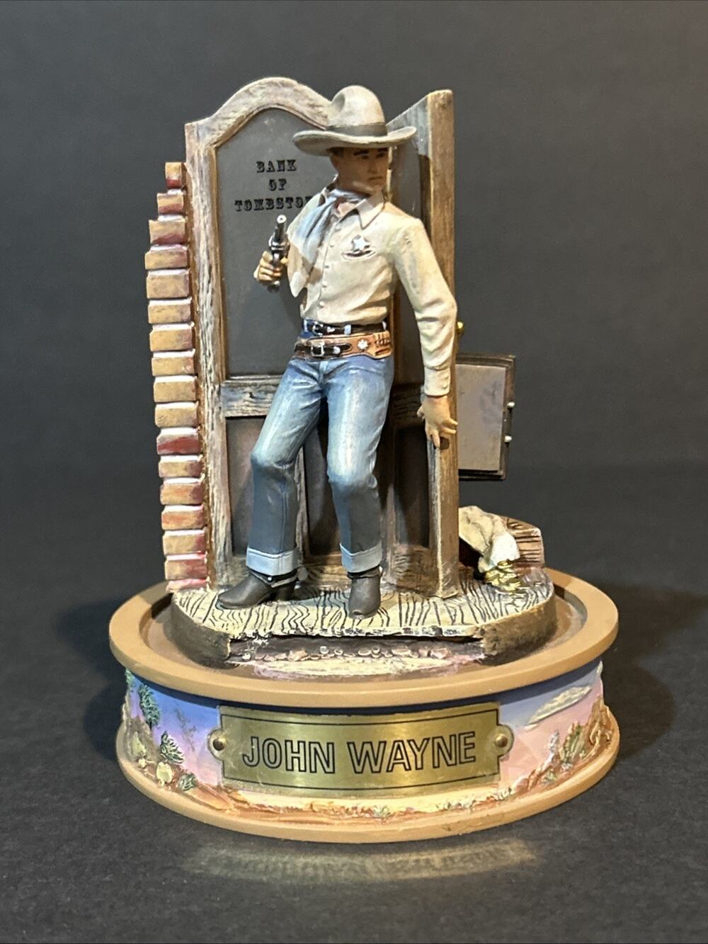 Vintage John Wayne Collectible Hand Painted Sculpture Franklin Mint #CI458